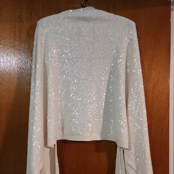 Iman Ivory Long Sequin Wrap - Picture 2 of 4